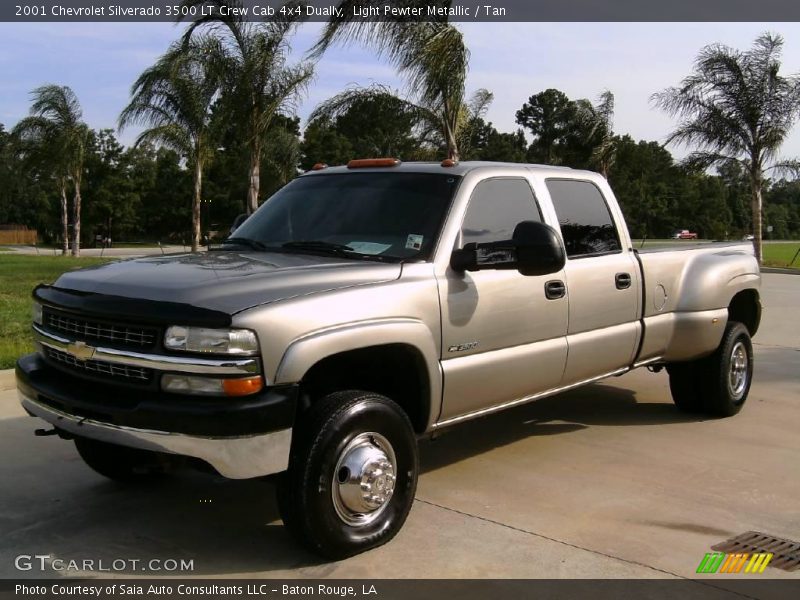 Light Pewter Metallic / Tan 2001 Chevrolet Silverado 3500 LT Crew Cab 4x4 Dually