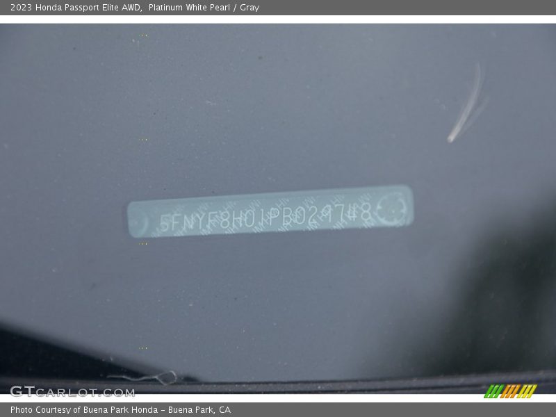 Platinum White Pearl / Gray 2023 Honda Passport Elite AWD