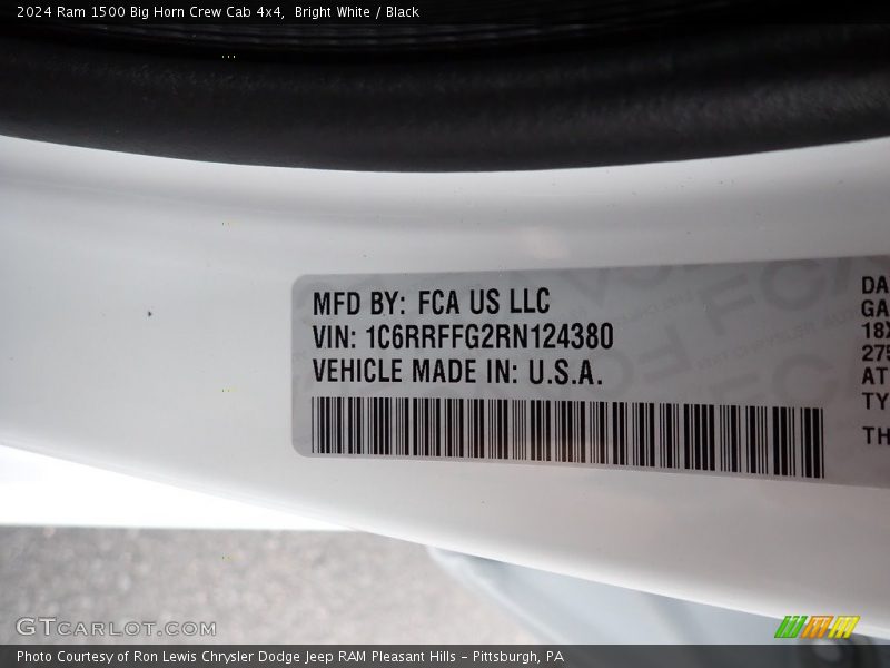 Bright White / Black 2024 Ram 1500 Big Horn Crew Cab 4x4