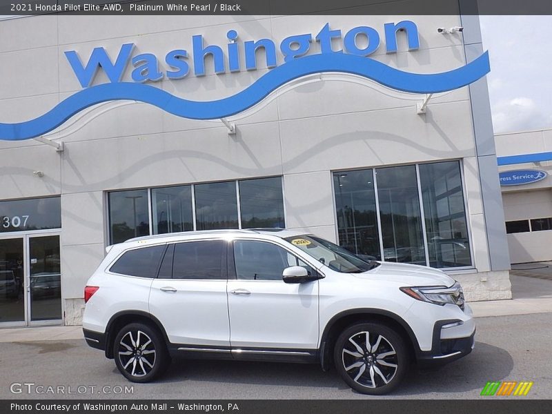 Platinum White Pearl / Black 2021 Honda Pilot Elite AWD