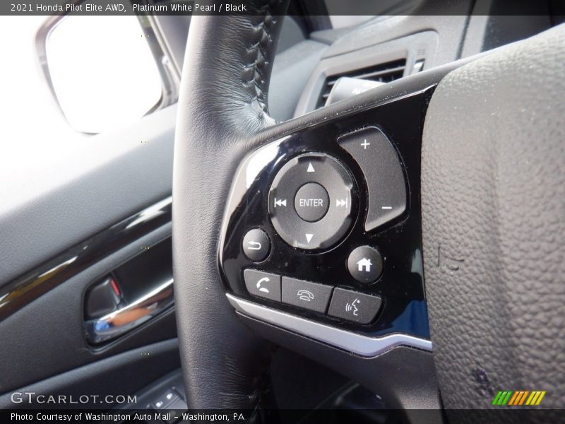 Platinum White Pearl / Black 2021 Honda Pilot Elite AWD
