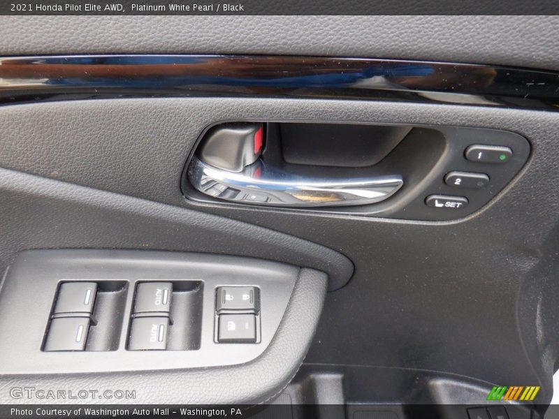 Platinum White Pearl / Black 2021 Honda Pilot Elite AWD