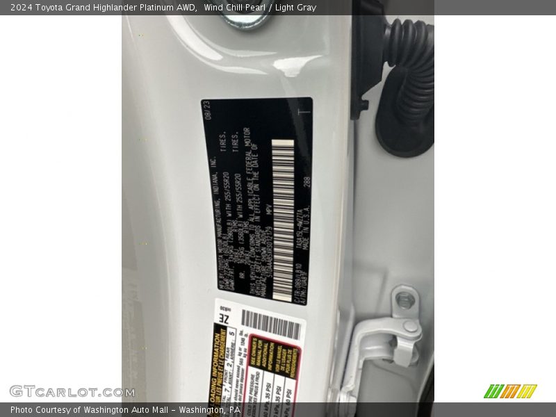 2024 Grand Highlander Platinum AWD Wind Chill Pearl Color Code 089
