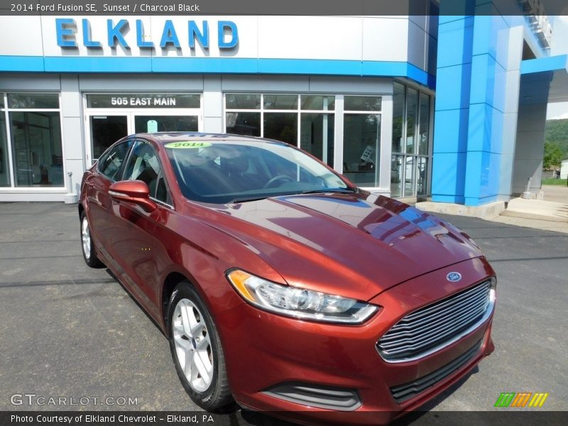 Sunset / Charcoal Black 2014 Ford Fusion SE