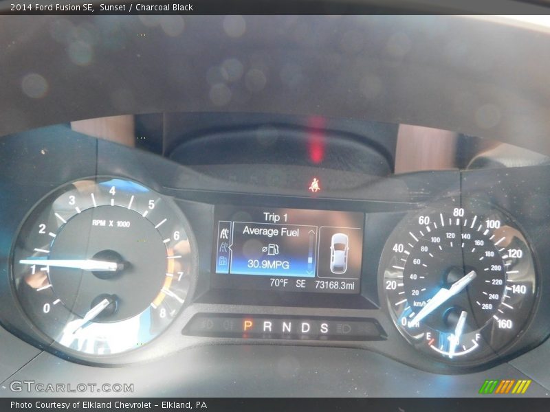 Sunset / Charcoal Black 2014 Ford Fusion SE