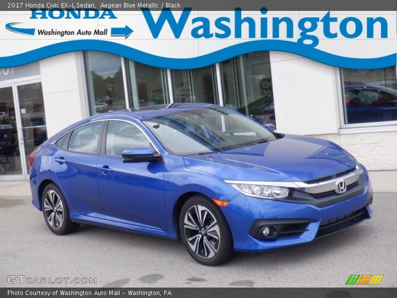 Aegean Blue Metallic / Black 2017 Honda Civic EX-L Sedan