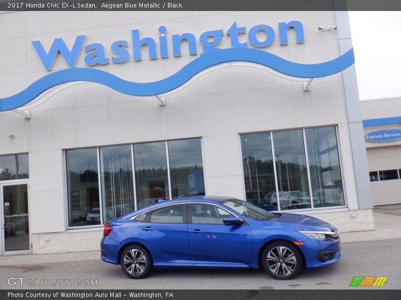 Aegean Blue Metallic / Black 2017 Honda Civic EX-L Sedan