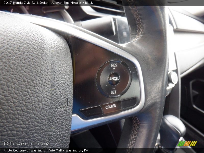 Aegean Blue Metallic / Black 2017 Honda Civic EX-L Sedan