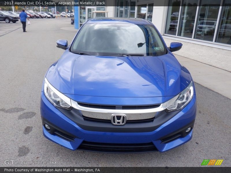 Aegean Blue Metallic / Black 2017 Honda Civic EX-L Sedan