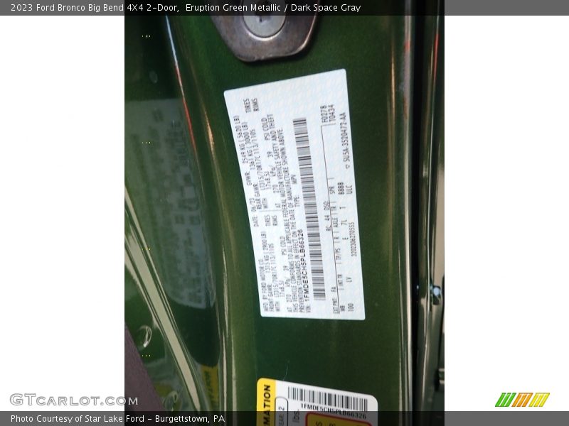 2023 Bronco Big Bend 4X4 2-Door Eruption Green Metallic Color Code FA