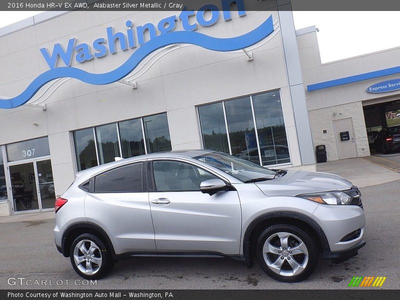 Alabaster Silver Metallic / Gray 2016 Honda HR-V EX AWD