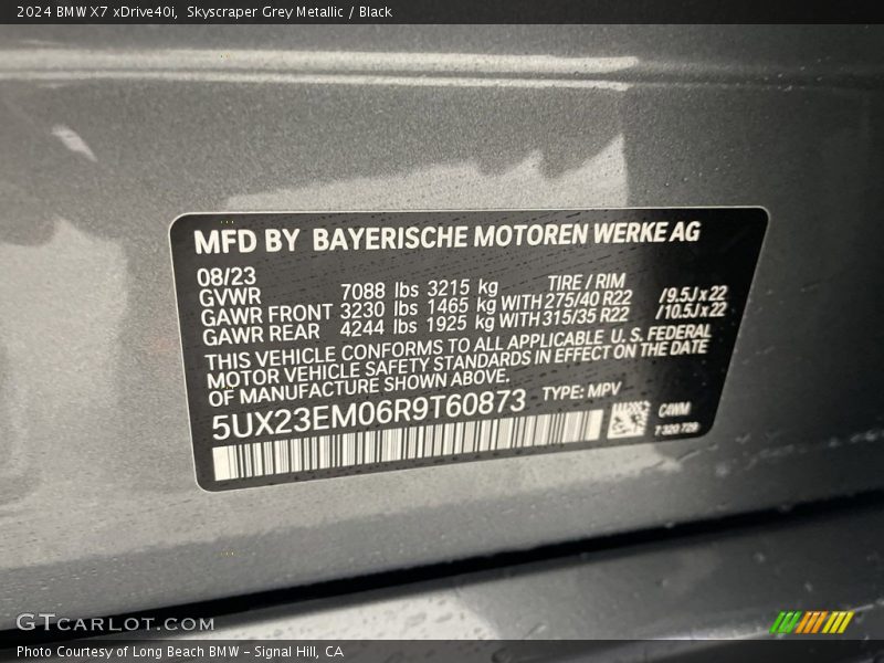 2024 X7 xDrive40i Skyscraper Grey Metallic Color Code C4W