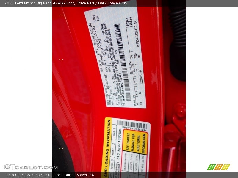 2023 Bronco Big Bend 4X4 4-Door Race Red Color Code PQ