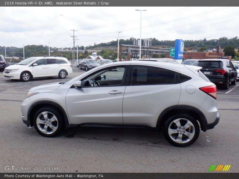 Alabaster Silver Metallic / Gray 2016 Honda HR-V EX AWD