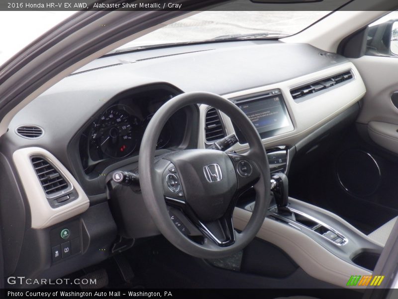 Alabaster Silver Metallic / Gray 2016 Honda HR-V EX AWD