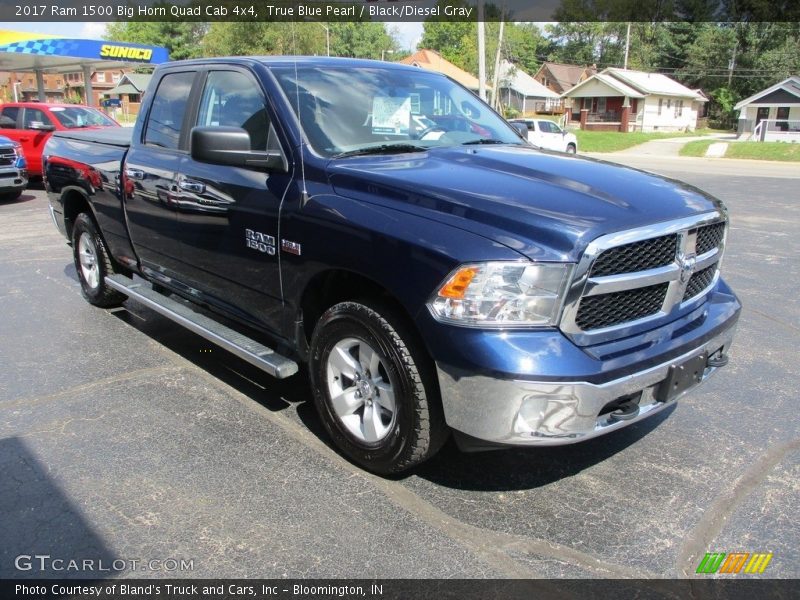 True Blue Pearl / Black/Diesel Gray 2017 Ram 1500 Big Horn Quad Cab 4x4