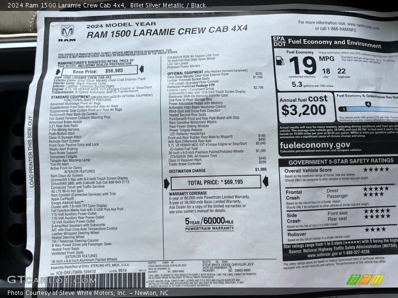  2024 1500 Laramie Crew Cab 4x4 Window Sticker
