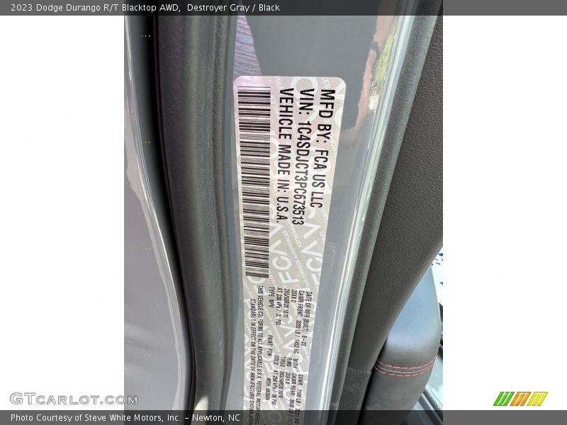 2023 Durango R/T Blacktop AWD Destroyer Gray Color Code PDN