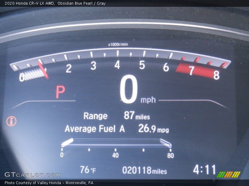 Obsidian Blue Pearl / Gray 2020 Honda CR-V LX AWD