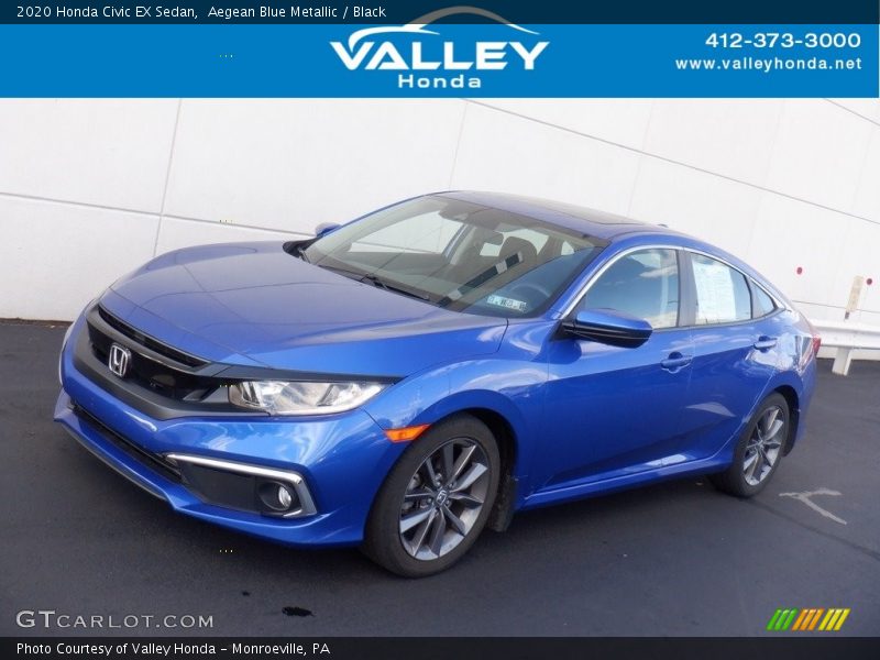 Aegean Blue Metallic / Black 2020 Honda Civic EX Sedan