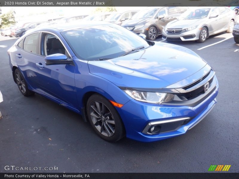 Aegean Blue Metallic / Black 2020 Honda Civic EX Sedan