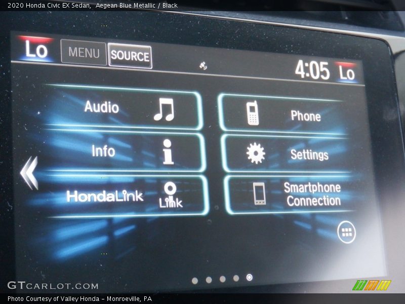 Aegean Blue Metallic / Black 2020 Honda Civic EX Sedan