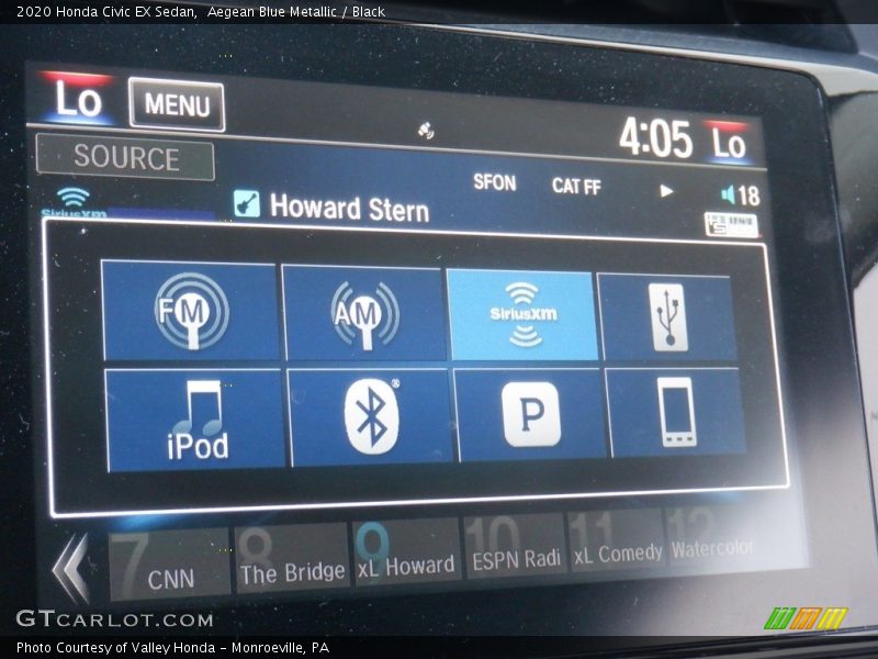 Aegean Blue Metallic / Black 2020 Honda Civic EX Sedan