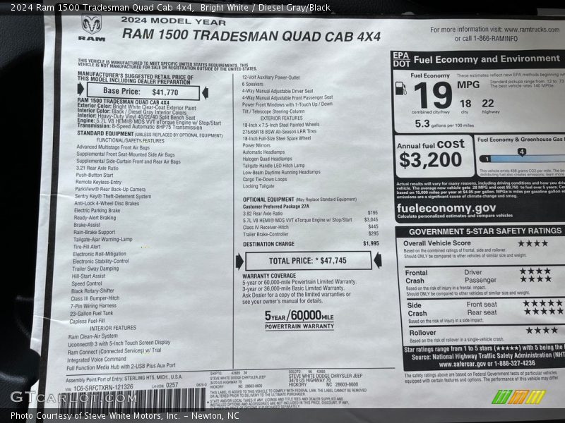  2024 1500 Tradesman Quad Cab 4x4 Window Sticker