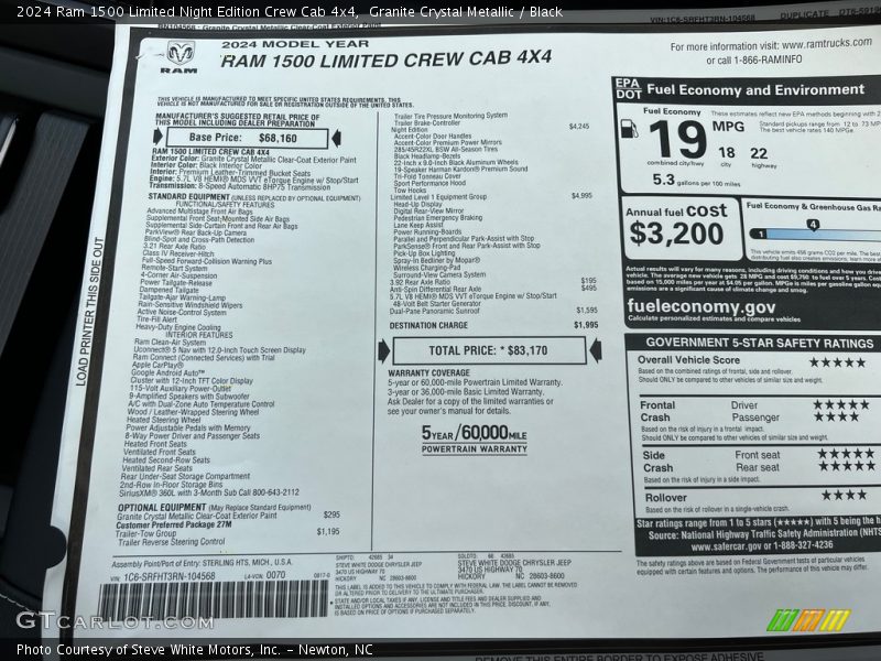 Granite Crystal Metallic / Black 2024 Ram 1500 Limited Night Edition Crew Cab 4x4