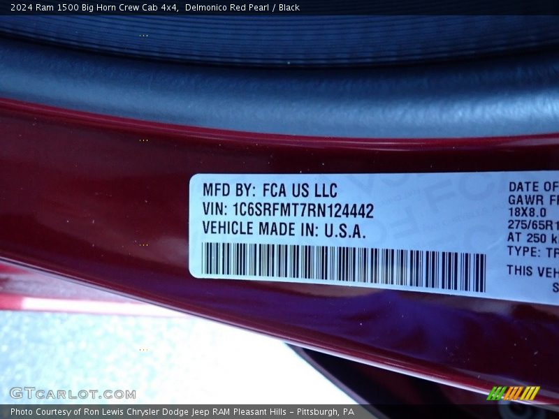Delmonico Red Pearl / Black 2024 Ram 1500 Big Horn Crew Cab 4x4
