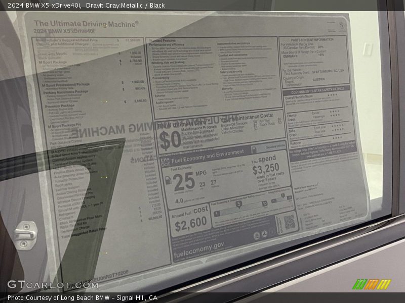 Dravit Gray Metallic / Black 2024 BMW X5 xDrive40i