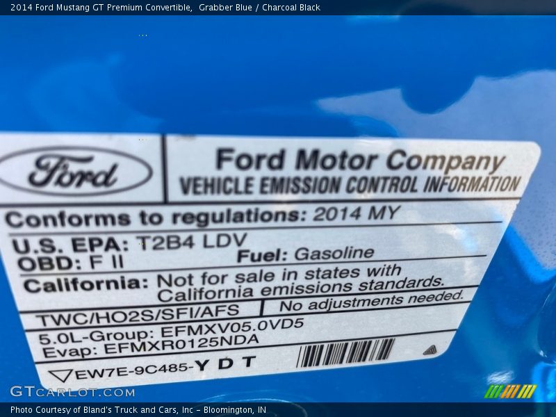 Grabber Blue / Charcoal Black 2014 Ford Mustang GT Premium Convertible