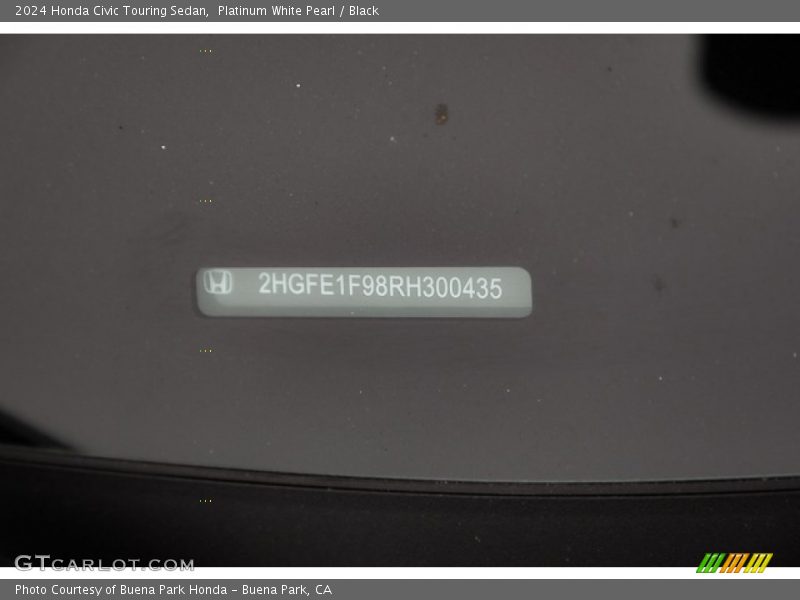 Platinum White Pearl / Black 2024 Honda Civic Touring Sedan