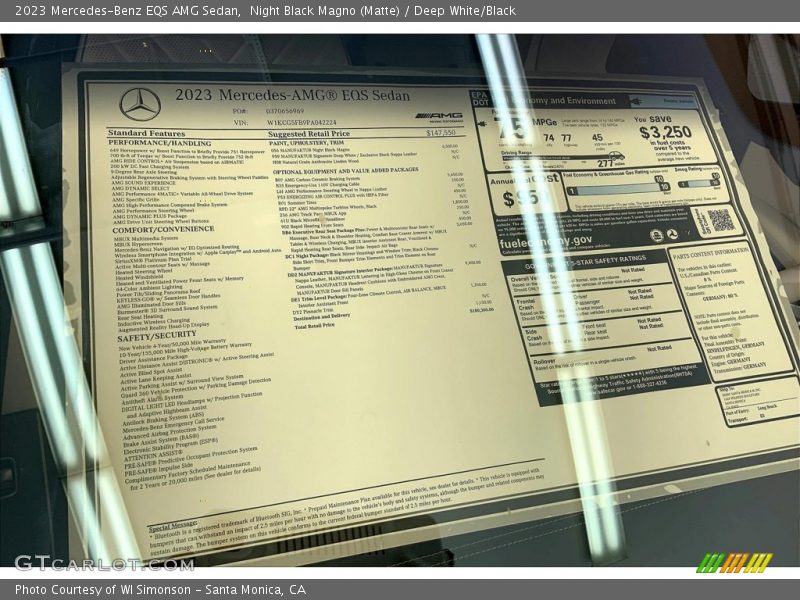  2023 EQS AMG Sedan Window Sticker