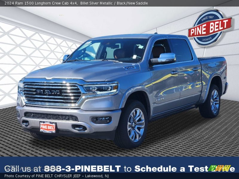 Billet Silver Metallic / Black/New Saddle 2024 Ram 1500 Longhorn Crew Cab 4x4