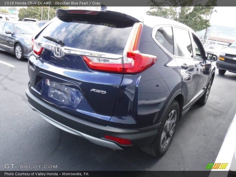 Obsidian Blue Pearl / Gray 2018 Honda CR-V EX AWD