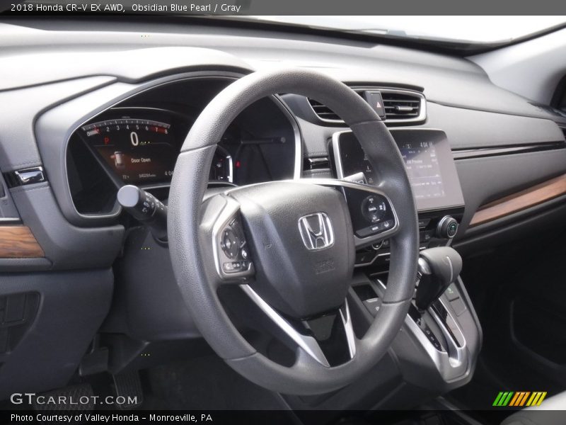 Obsidian Blue Pearl / Gray 2018 Honda CR-V EX AWD