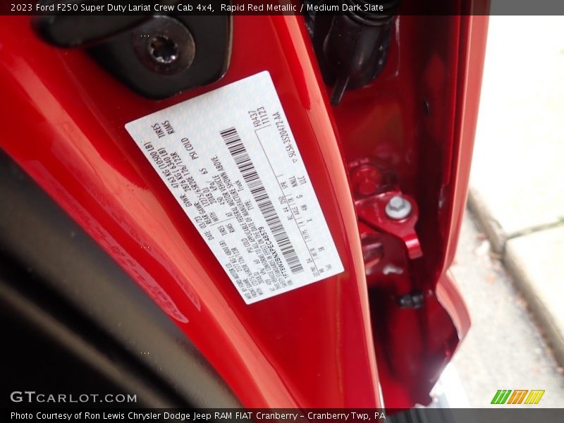 2023 F250 Super Duty Lariat Crew Cab 4x4 Rapid Red Metallic Color Code D4