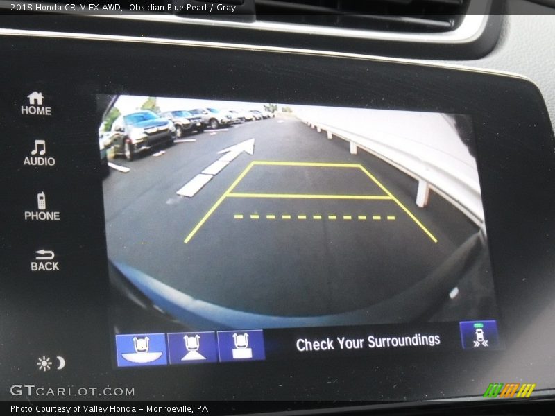 Obsidian Blue Pearl / Gray 2018 Honda CR-V EX AWD