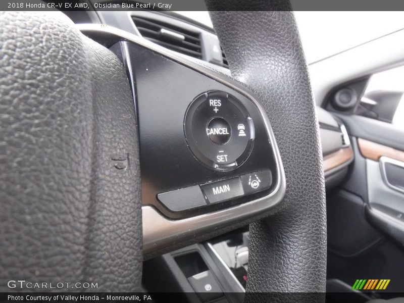 Obsidian Blue Pearl / Gray 2018 Honda CR-V EX AWD