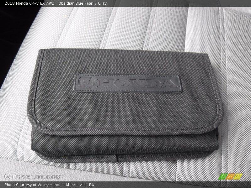 Obsidian Blue Pearl / Gray 2018 Honda CR-V EX AWD