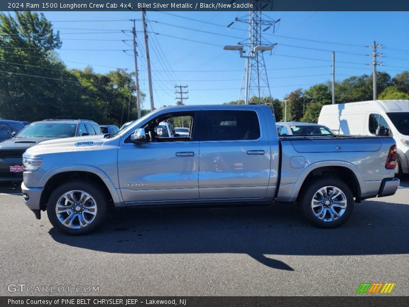 Billet Silver Metallic / Black/New Saddle 2024 Ram 1500 Longhorn Crew Cab 4x4