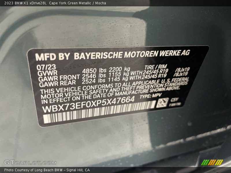 2023 X1 xDrive28i Cape York Green Metallic Color Code C5Y