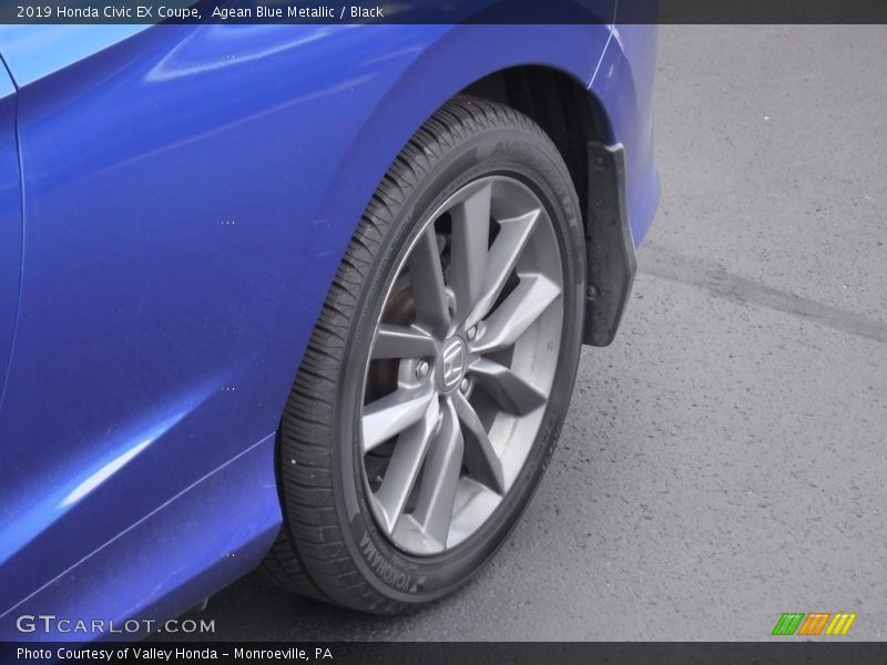 Agean Blue Metallic / Black 2019 Honda Civic EX Coupe
