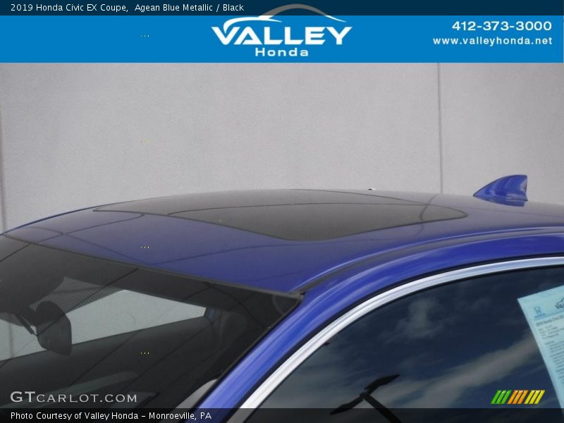 Agean Blue Metallic / Black 2019 Honda Civic EX Coupe