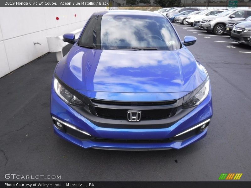 Agean Blue Metallic / Black 2019 Honda Civic EX Coupe
