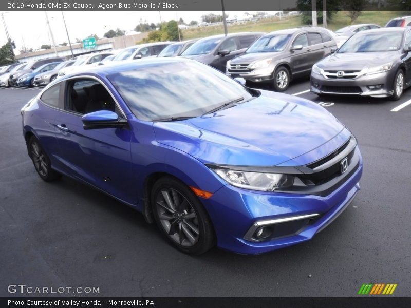 Agean Blue Metallic / Black 2019 Honda Civic EX Coupe