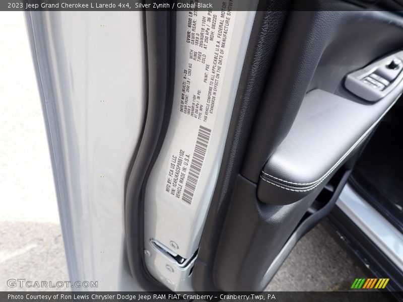 Silver Zynith / Global Black 2023 Jeep Grand Cherokee L Laredo 4x4