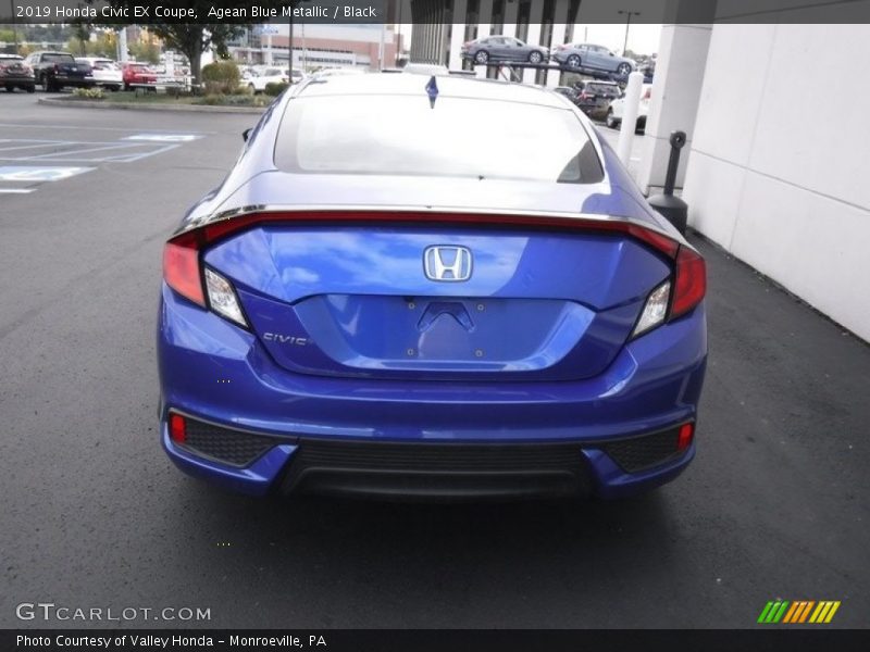 Agean Blue Metallic / Black 2019 Honda Civic EX Coupe