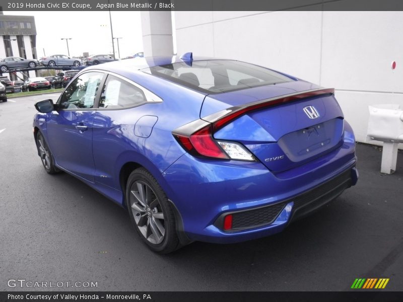 Agean Blue Metallic / Black 2019 Honda Civic EX Coupe